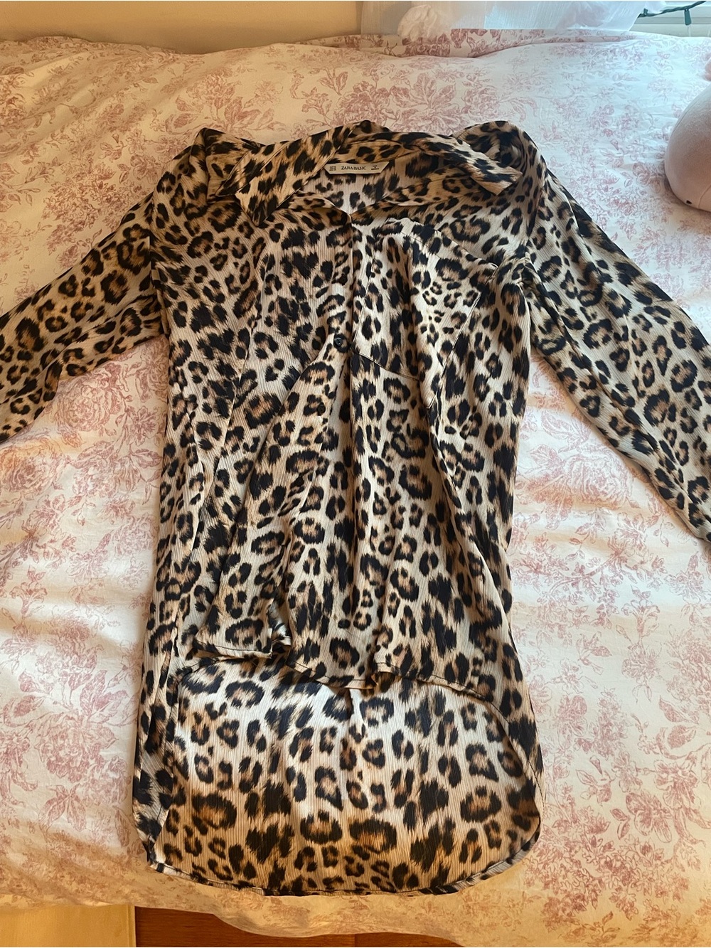Zara Leopard Print Button-Down Shirt - Tan and Black